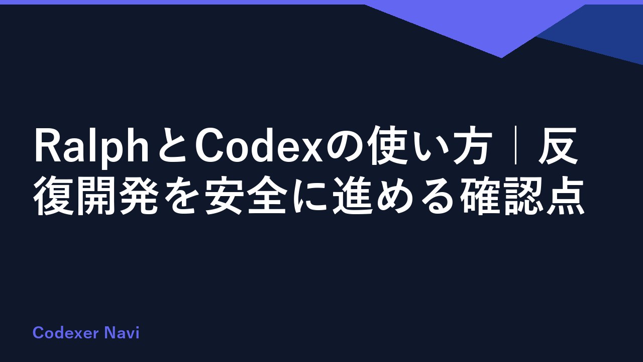 RalphとCodexの使い方｜反復開発を安全に進める確認点